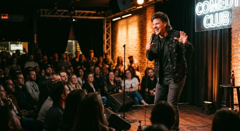 Theo Von net worth comedian performing stand-up on stage