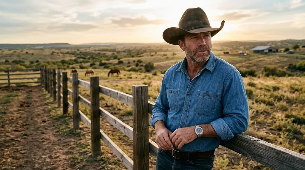 Taylor Sheridan net worth photo at his Texas ranch