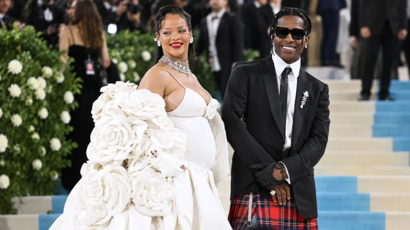 Rihanna in a gown that sparked rihanna husband and wedding speculation